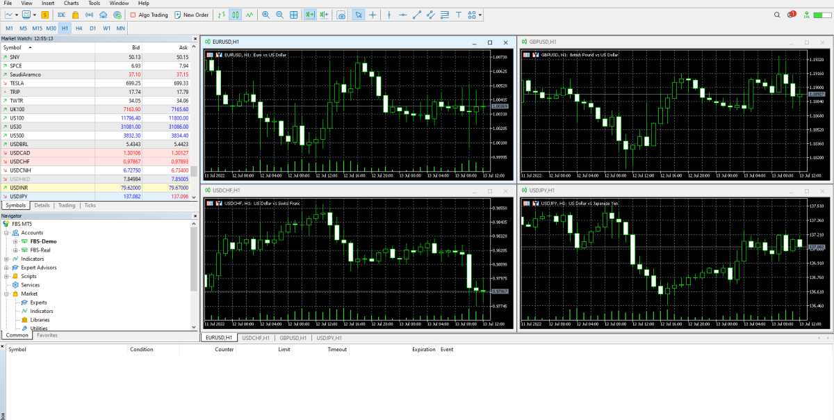 MetaTrader arayüzü